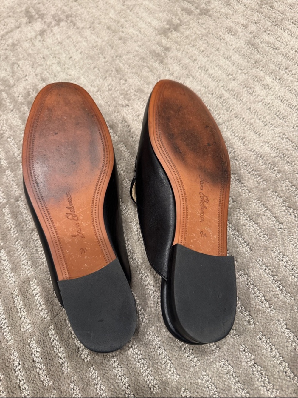 Sam Edelman Black Leather Slip-On Mules with Gold Hardware - Picture 3 of 5